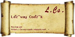 Lévay Csák névjegykártya